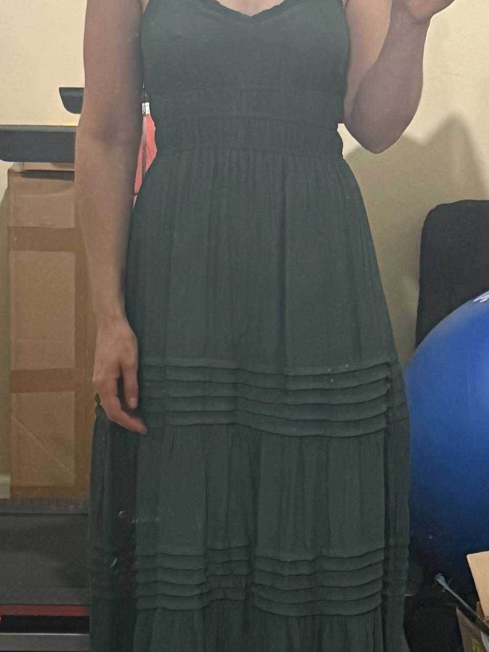 Classic Dark Green Maxi Dress - Sleeveless Tiered Skirt